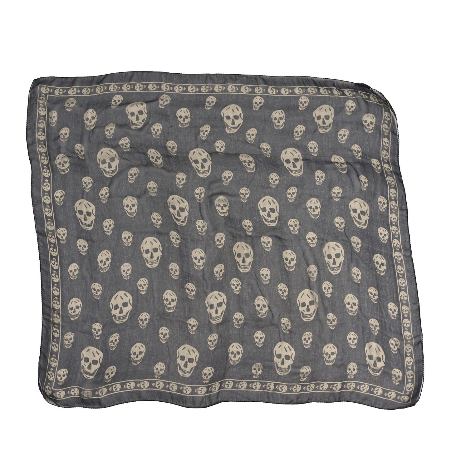 Silk Chiffon Skull Scarf Black Ivory