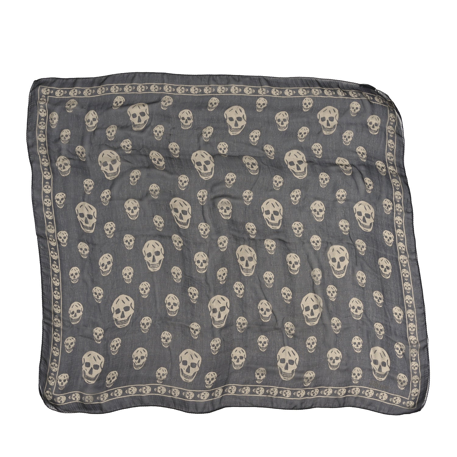 Alexander McQueen Silk Chiffon Skull Scarf Black Ivory 1 of 3