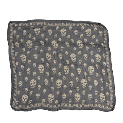 Alexander McQueen Silk Chiffon Skull Scarf Black Ivory 1 of 3