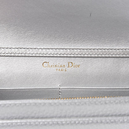 Christian Dior Metallic Grained Calfskin Diorama Wallet on Chain Pouch Silver 8 of 11