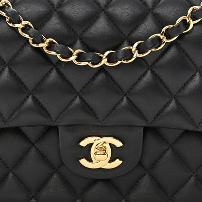 Chanel Lambskin Quilted Medium Double Flap Black 8 of 13