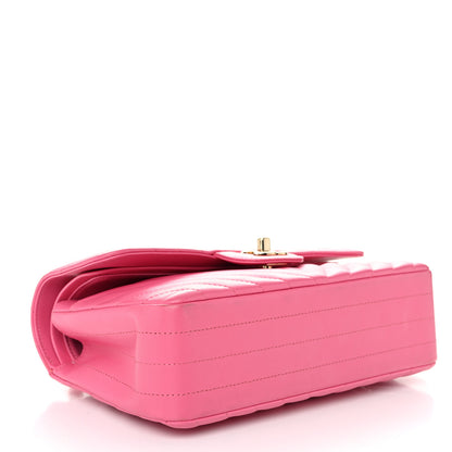 Chanel Lambskin Chevron Quilted Small Double Flap Pink 4 of 12