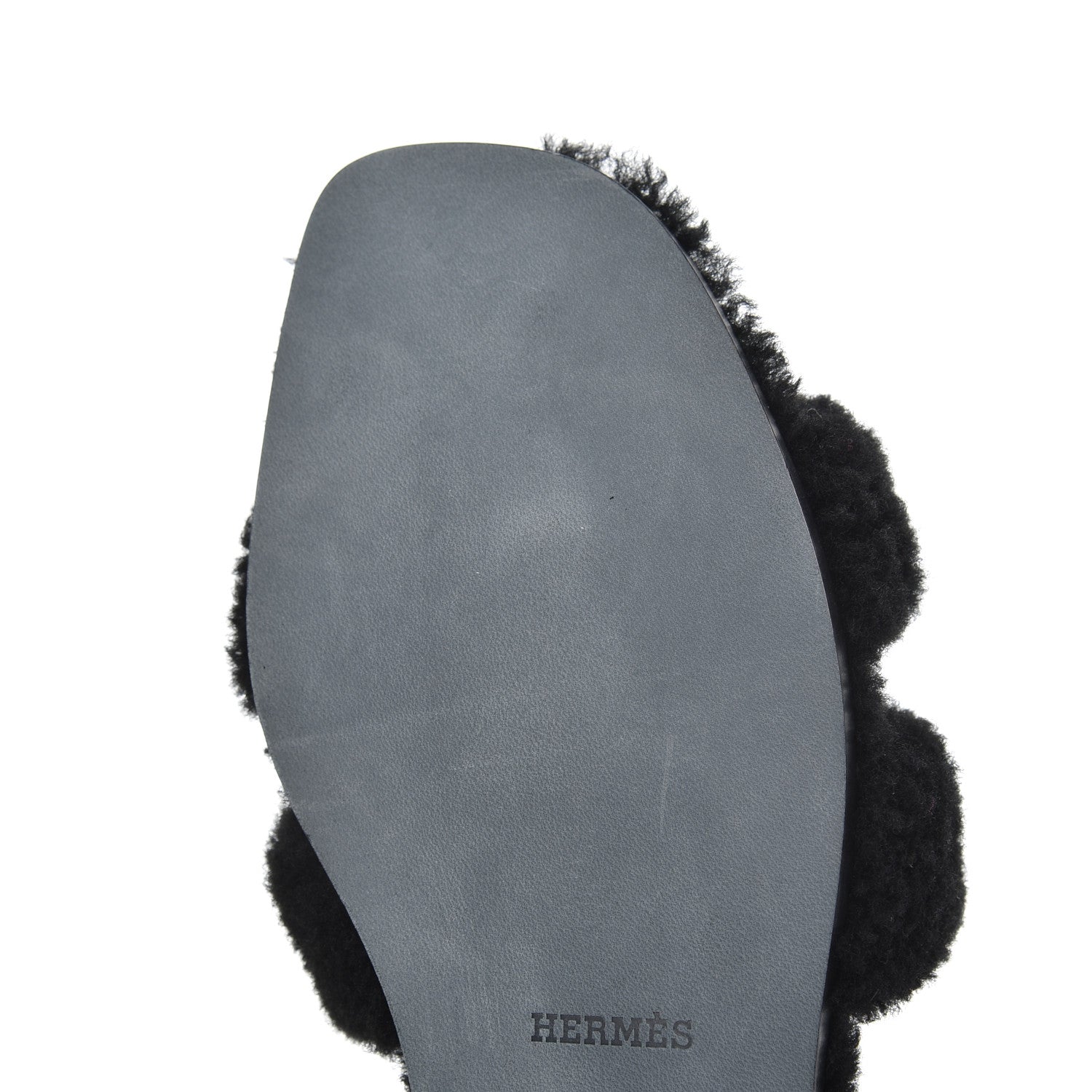 Hermes Woolskin Oran Sandals 39.5 Black 10 of 12