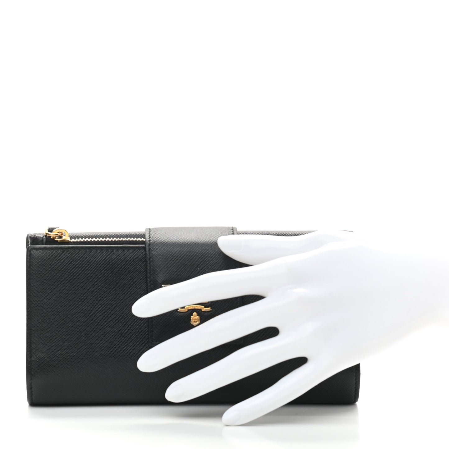 Saffiano Metal Tab Wallet Black