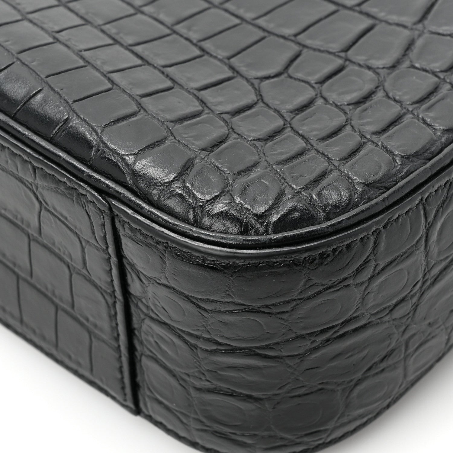 Saint Laurent Calfskin Crocodile Embossed LE 5 A 7 Hobo Black 14 of 14