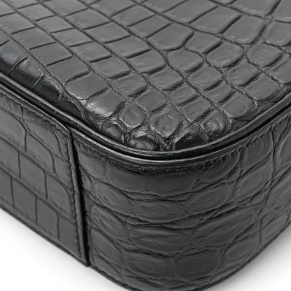 Saint Laurent Calfskin Crocodile Embossed LE 5 A 7 Hobo Black 14 of 14