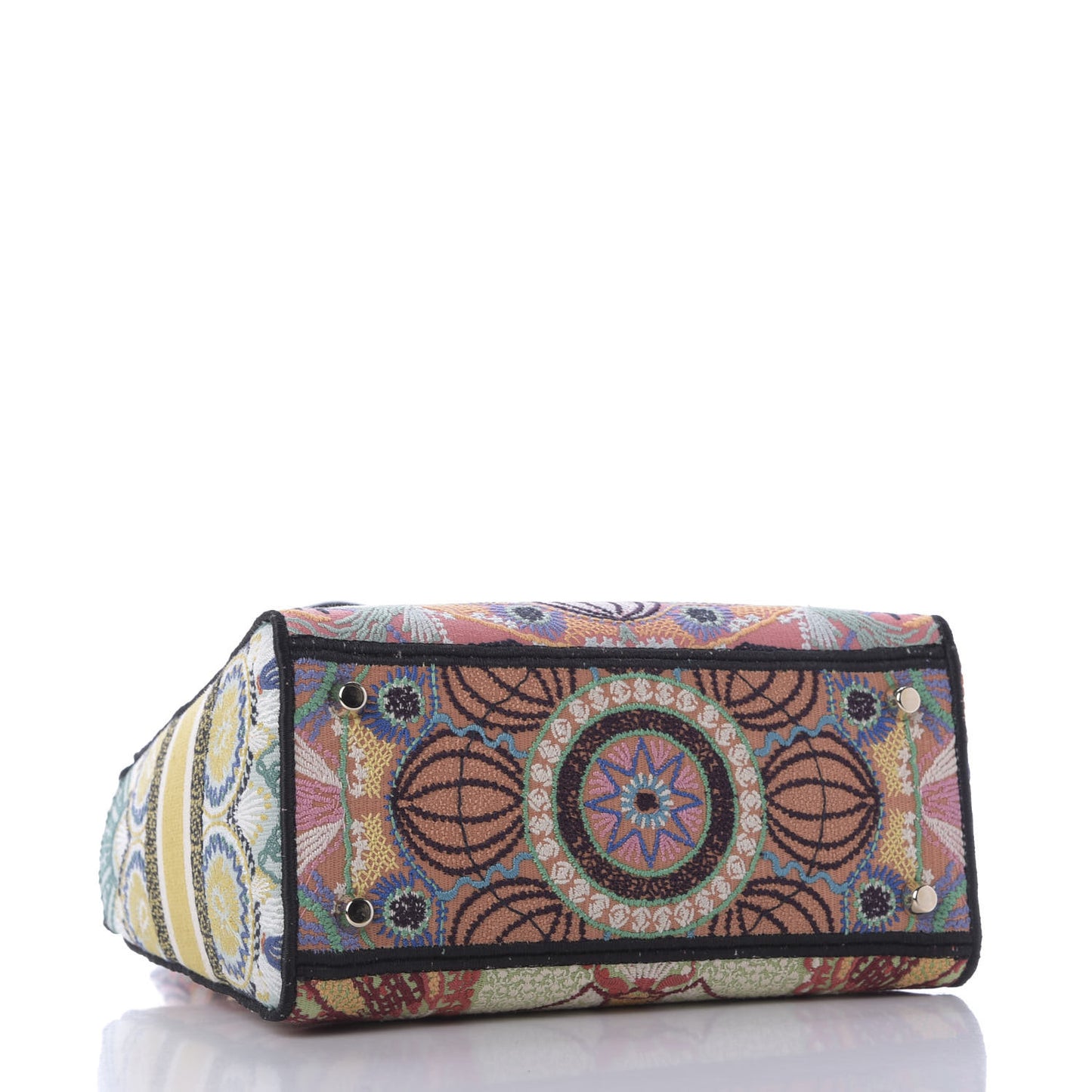 Canvas Embroidered Cannage Medium Lady Dior