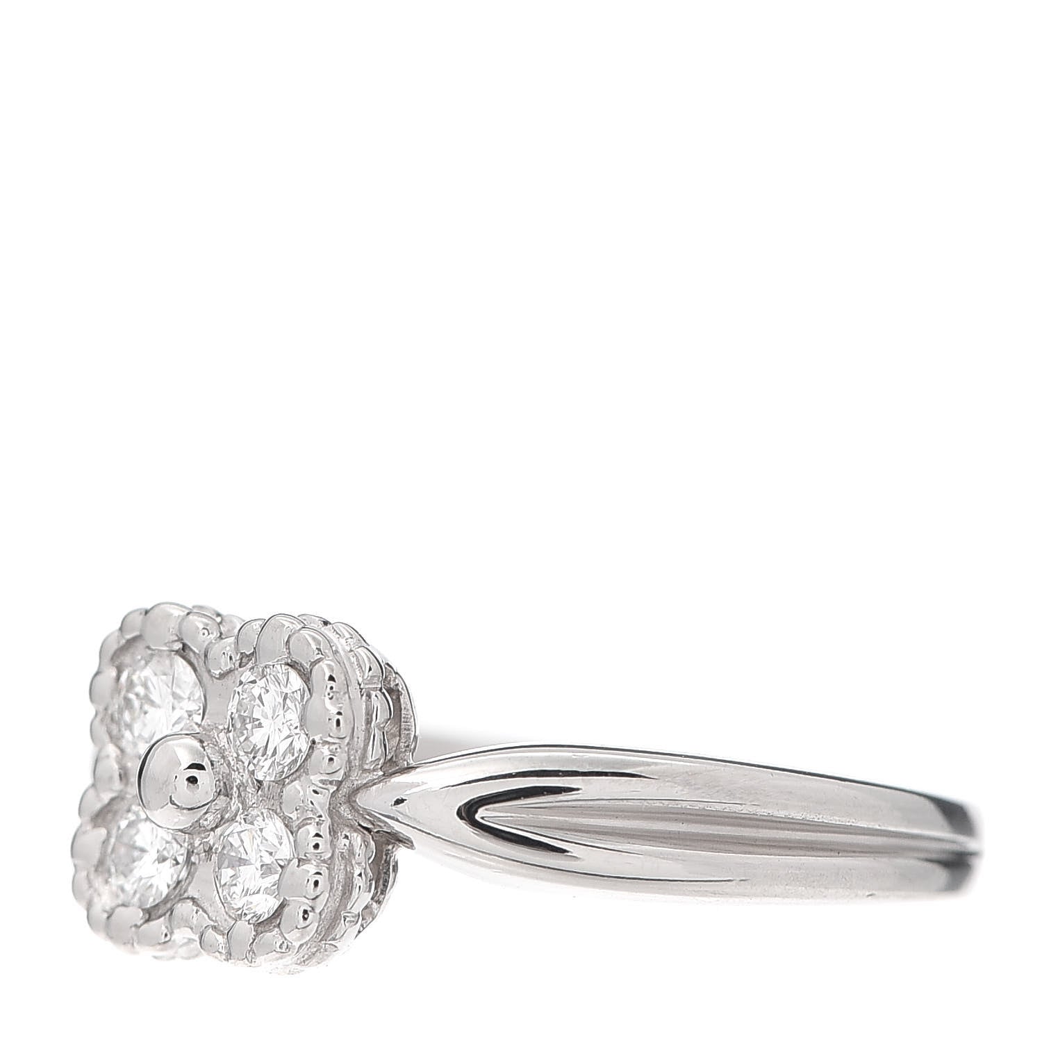 Van Cleef & Arpels 18K White Gold Diamond Arno Ring 50 5.25 4 of 5