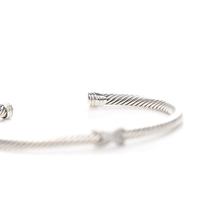 David Yurman Sterling Silver Diamond 4mm X Cable Bracelet 5 of 6