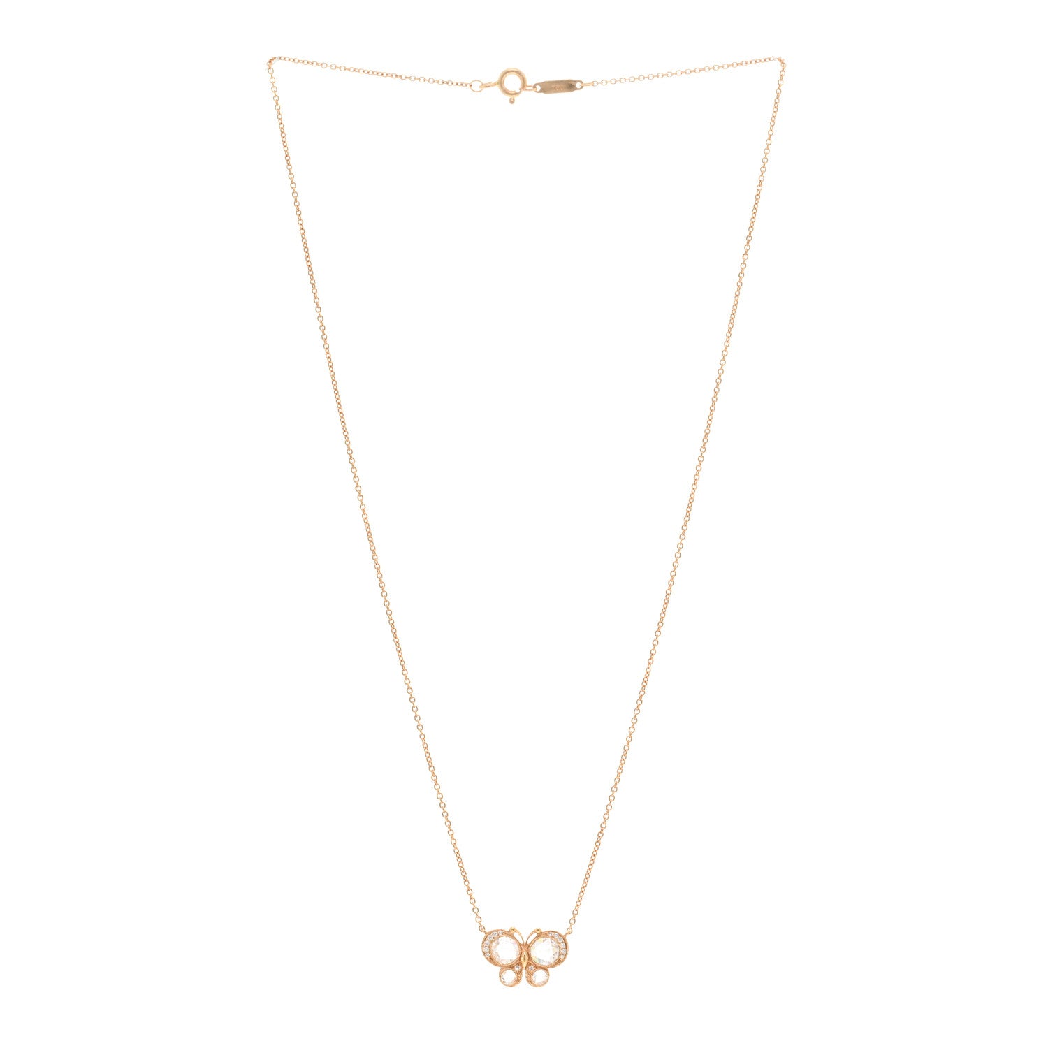 Tiffany 18K Rose Gold Diamond Enchant Butterfly Pendant Necklace 3 of 4