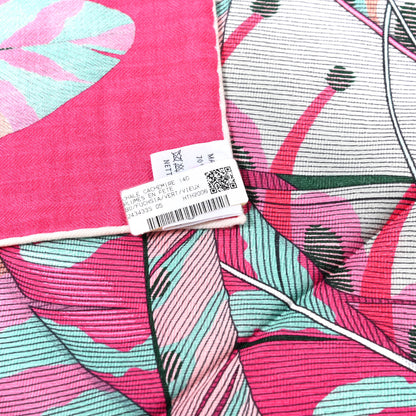 Hermes Cashmere Silk Plumes En Fete Shawl 140 Fuchsia Vert 2 of 6