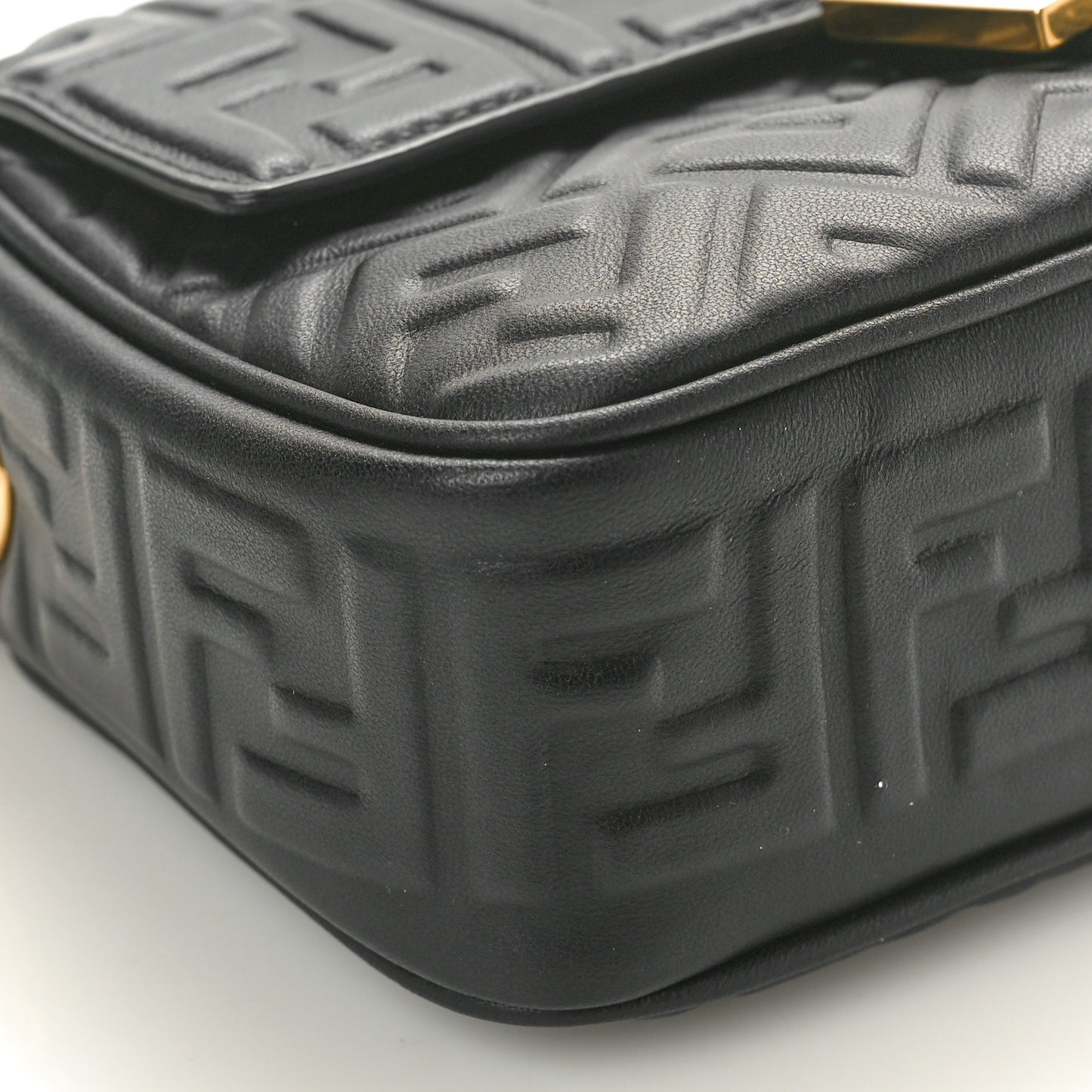 Nappa Small FF Embossed Mid Chain Baguette Black