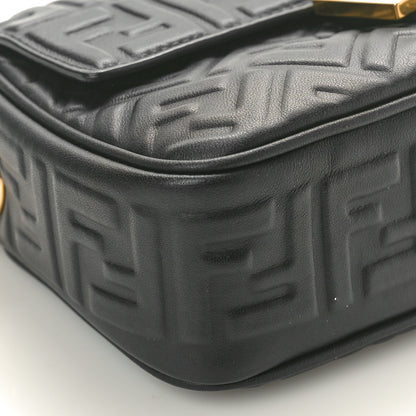 Fendi Nappa Small FF Embossed Mid Chain Baguette Black 8 of 9