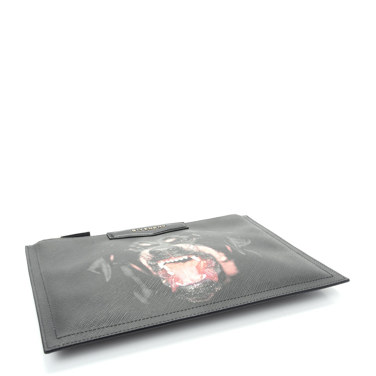 Givenchy Texutured Coated Canvas Rottweiler Print Medium Cosmetic Pouch Black 4 of 7