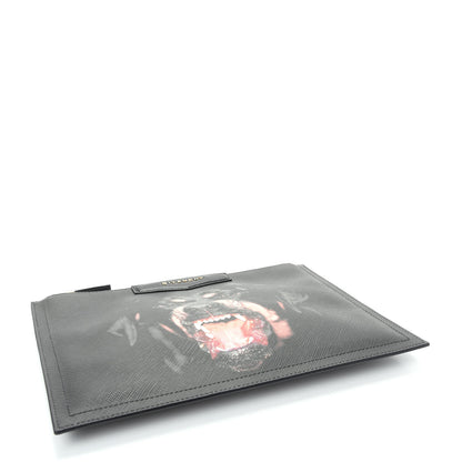 Givenchy Texutured Coated Canvas Rottweiler Print Medium Cosmetic Pouch Black 4 of 7