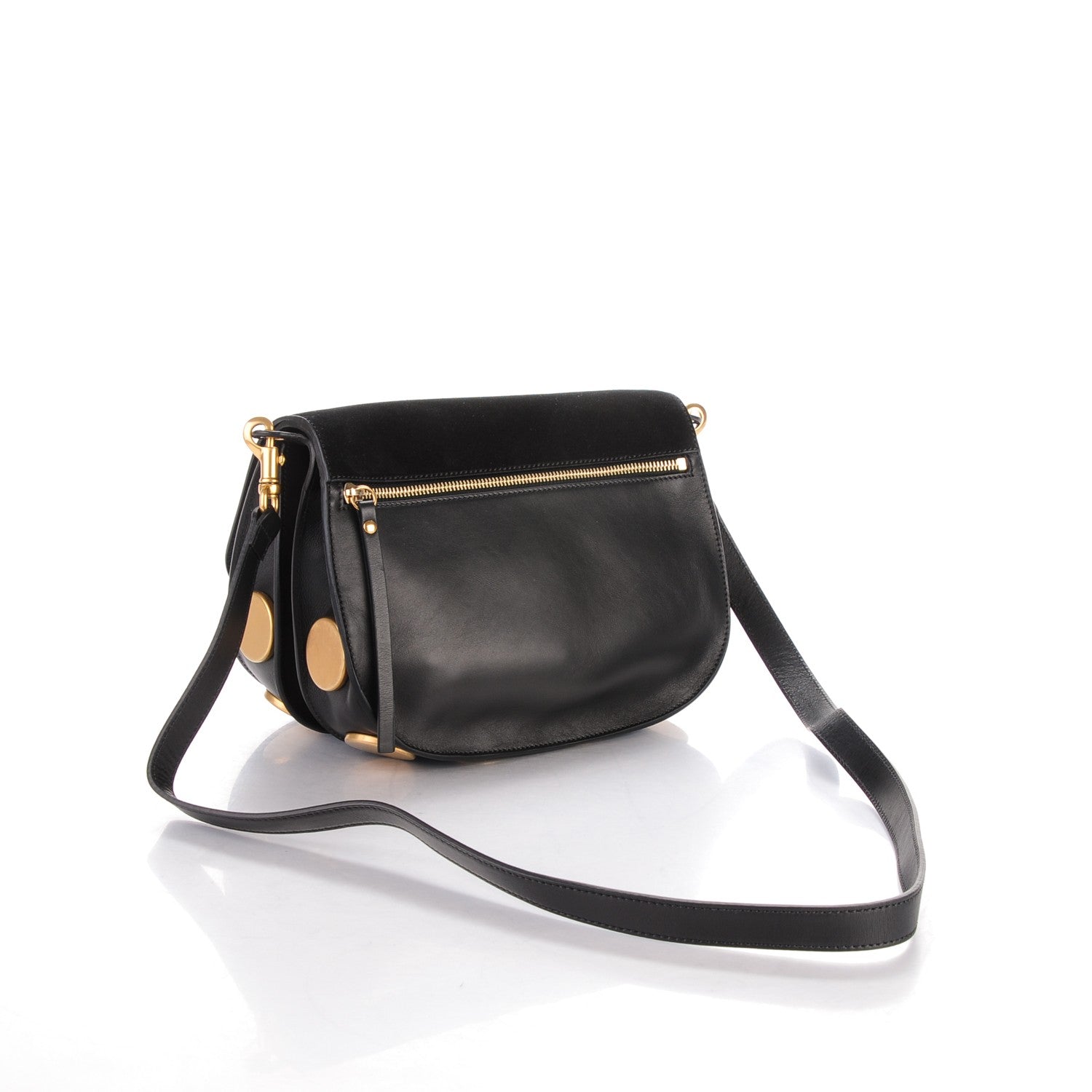 Chloe Suede Smooth Calfskin Medium Kurtis Shoulder Bag Black 3 of 8