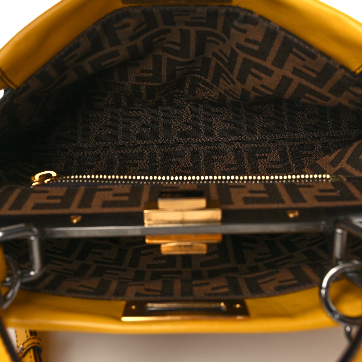 Vitello Zucca Large Peekaboo Iconic Satchel Yellow Tobacco