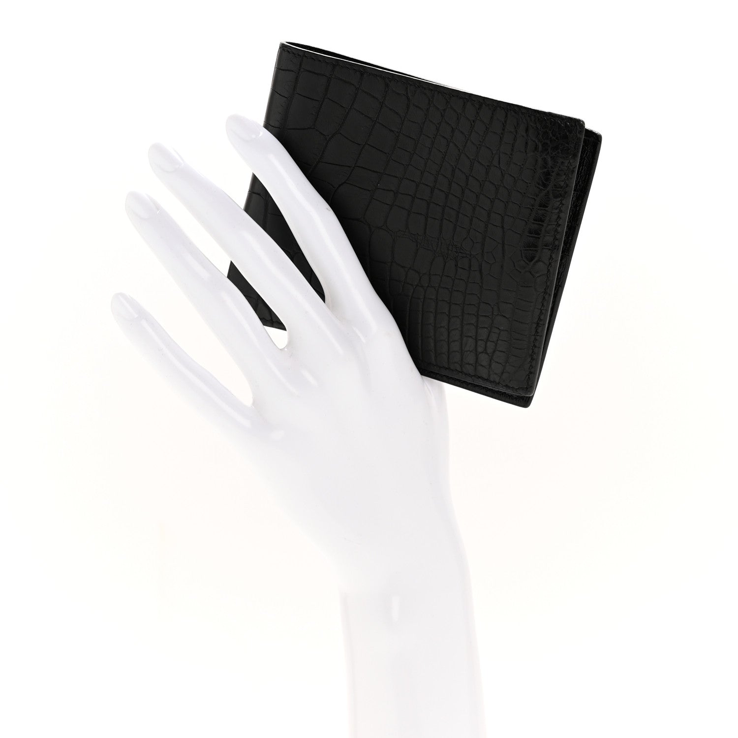 Hermes Matte Alligator MC2 Copernic Compact Wallet Black 2 of 11