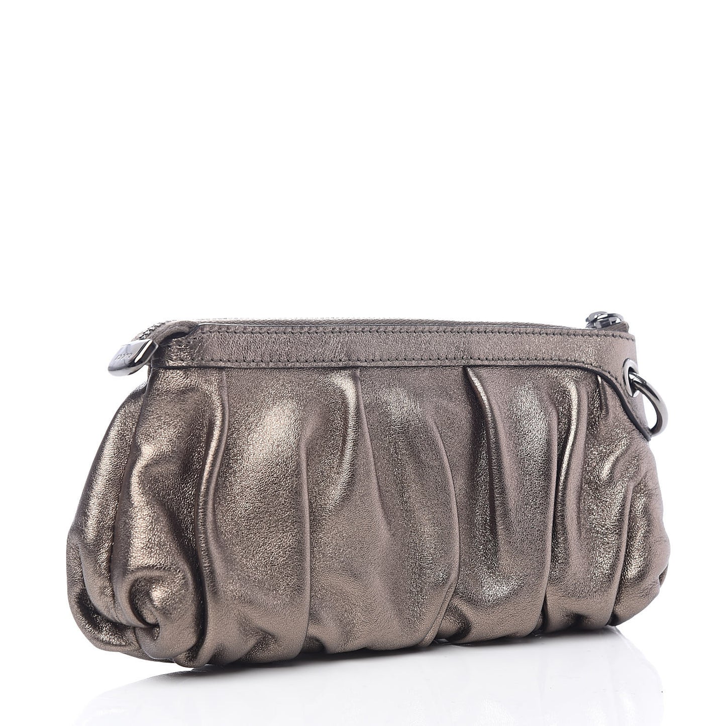 Metallic Calfskin Bamboo Tassel Clutch Gold