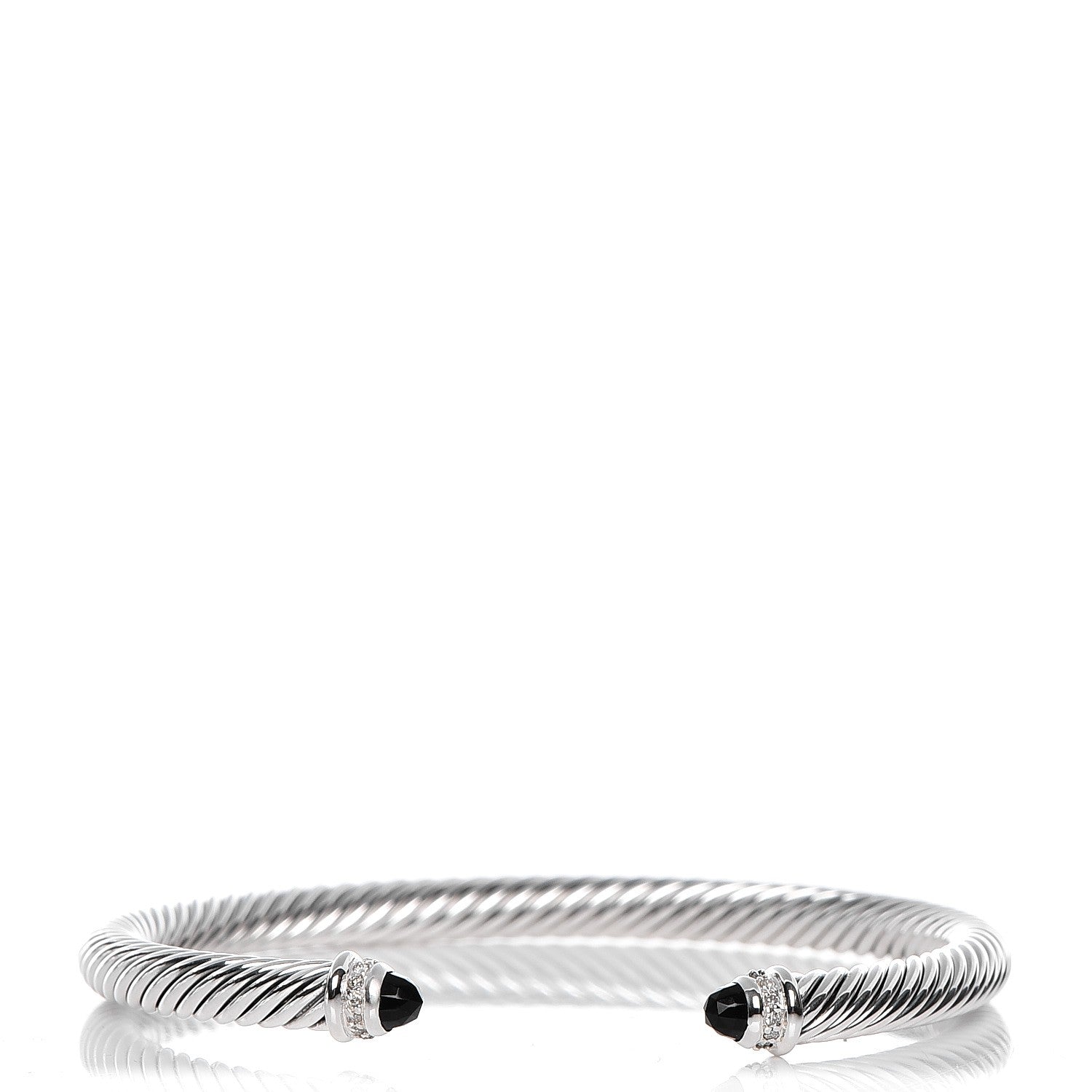 David Yurman Sterling Silver Diamond Black Onyx 5mm Cable Classics Bracelet 1 of 6