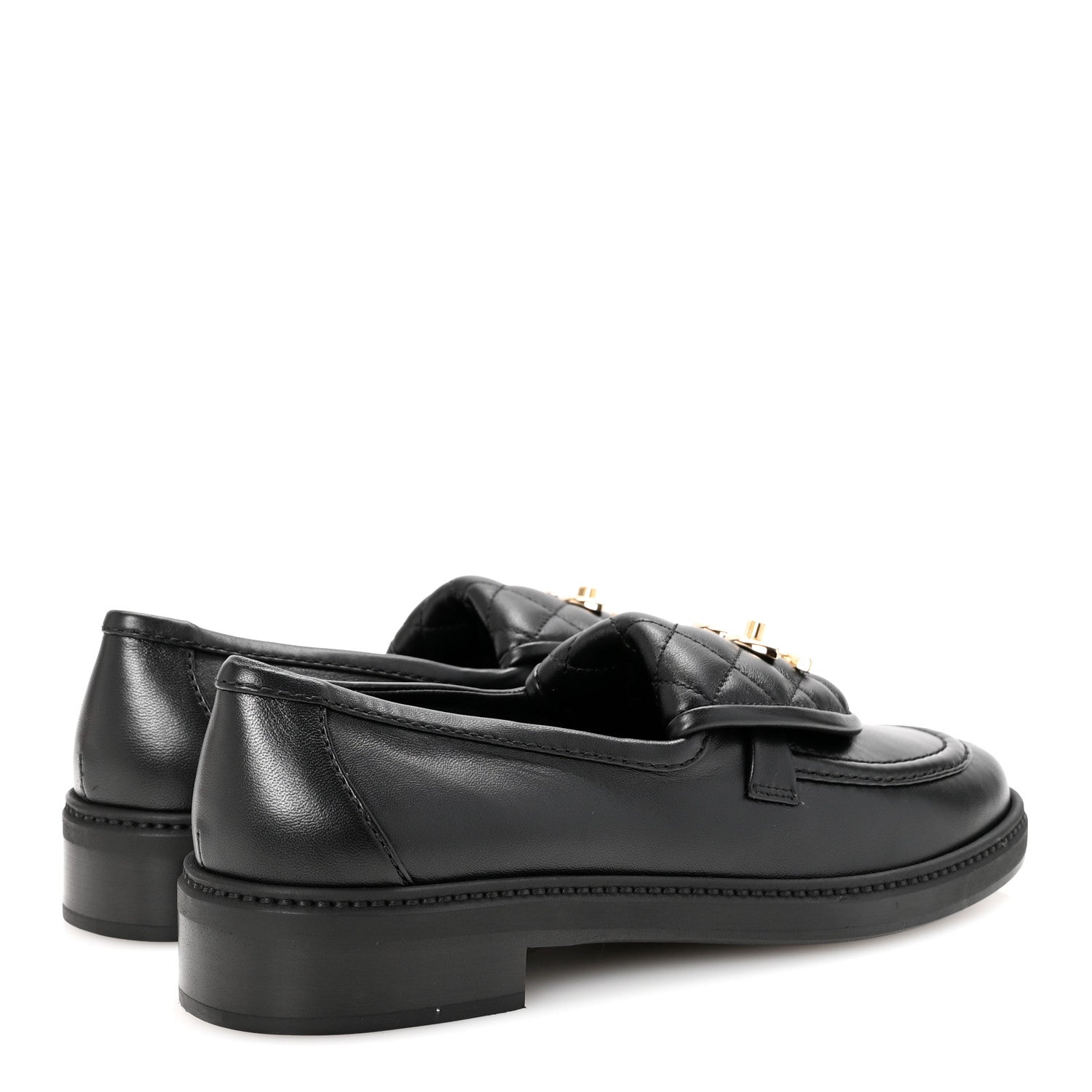 Chanel Crumpled Lambskin Quilted CC Turnlock Loafers 38.5 Black 5 of 10