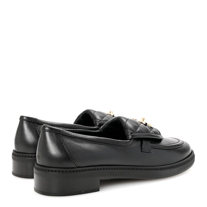 Chanel Crumpled Lambskin Quilted CC Turnlock Loafers 38.5 Black 5 of 10