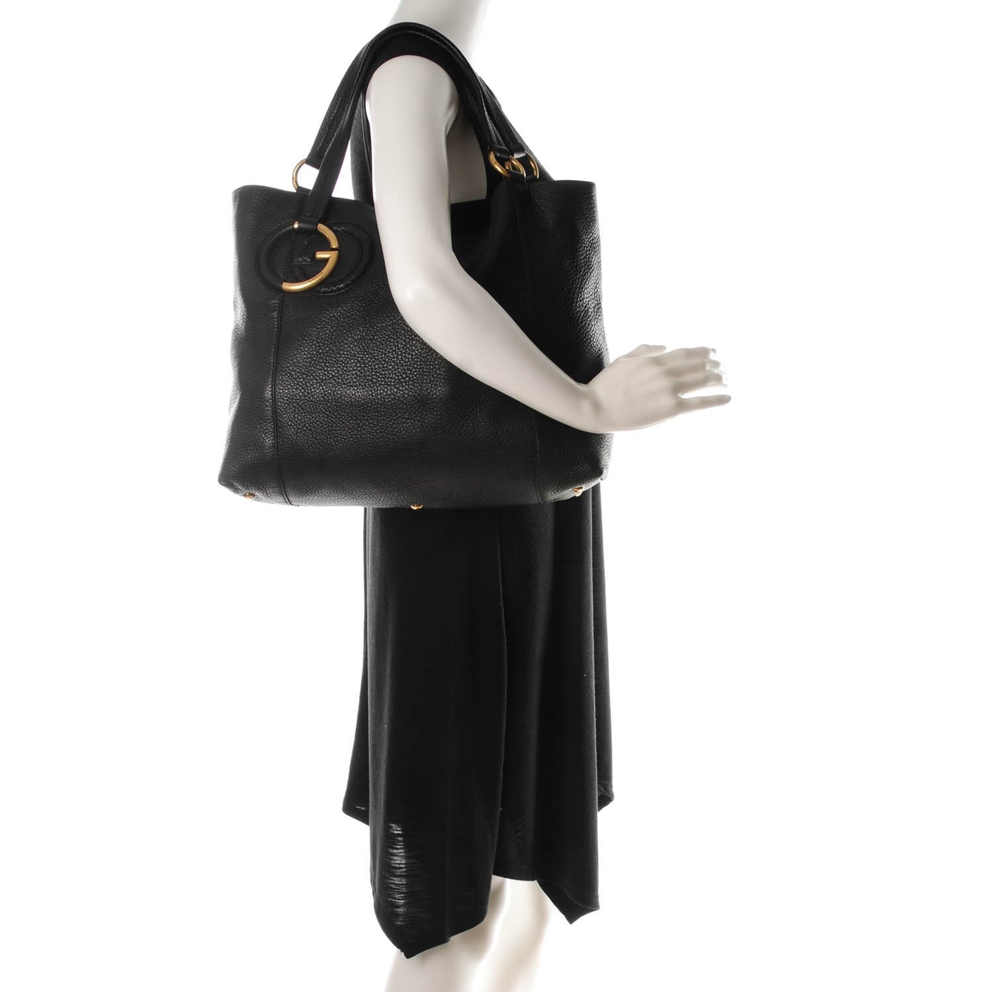 Pebbled Calfskin Medium Twill Tote Black