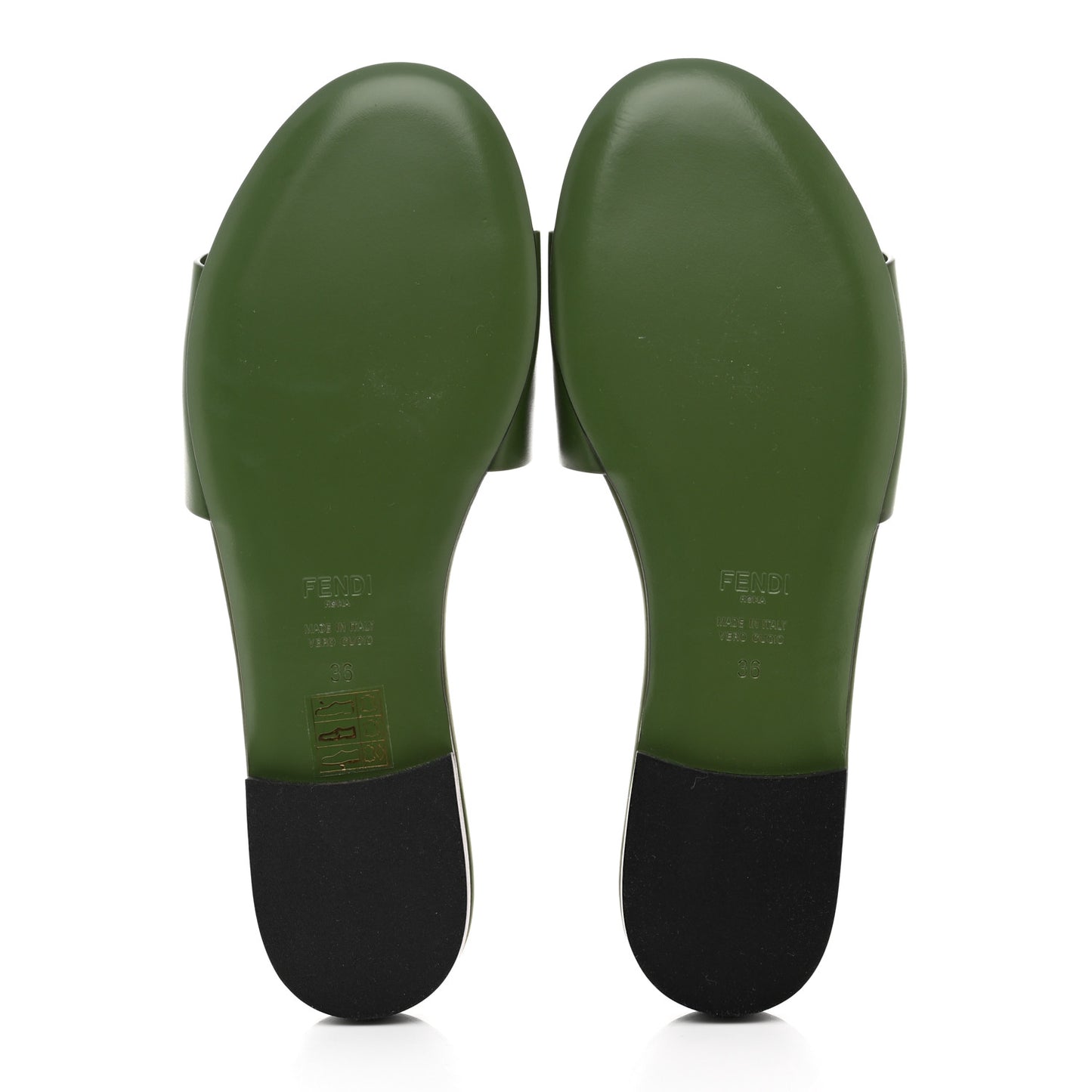 Vitello Cuoio Baguette Flat Slide Sandals 36 Verde