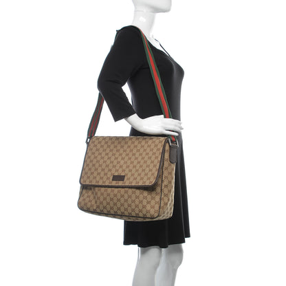 Gucci Monogram Web Medium Flap Messenger Beige Dark Brown 3 of 8