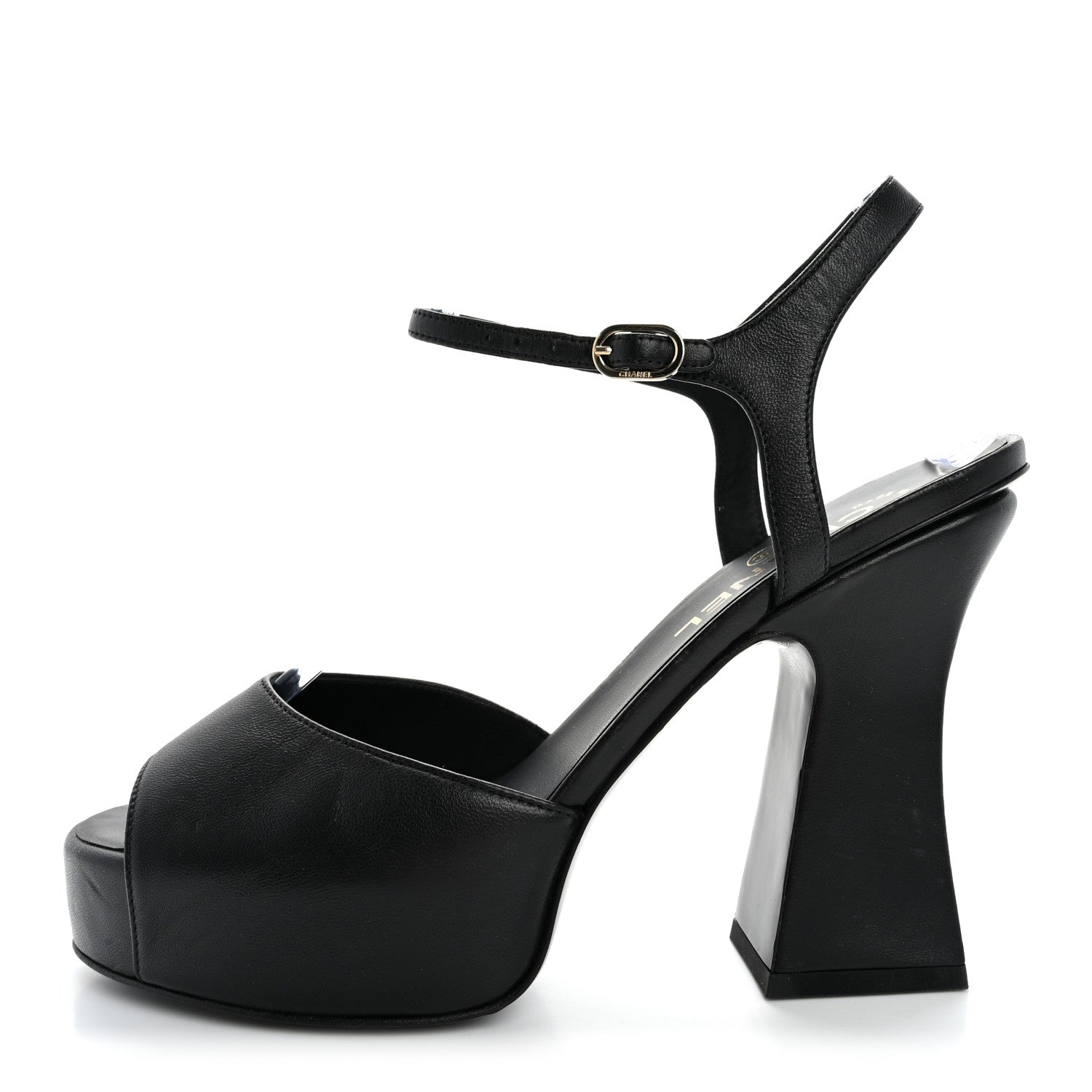 Chanel Lambskin Platform Sandals 40 Black 1 of 13