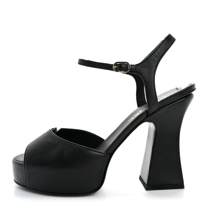 Chanel Lambskin Platform Sandals 40 Black 1 of 13