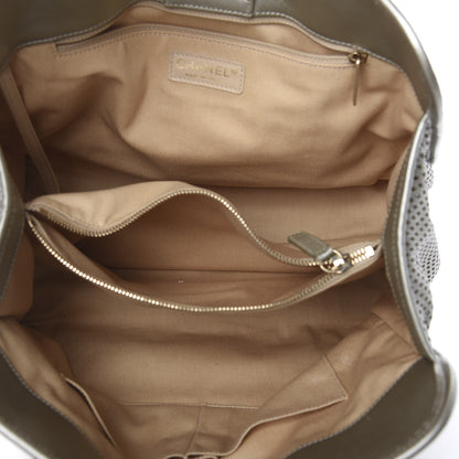 Chanel Metallic Calfskin Perforated Up In The Air Tote Silver 5 of 13