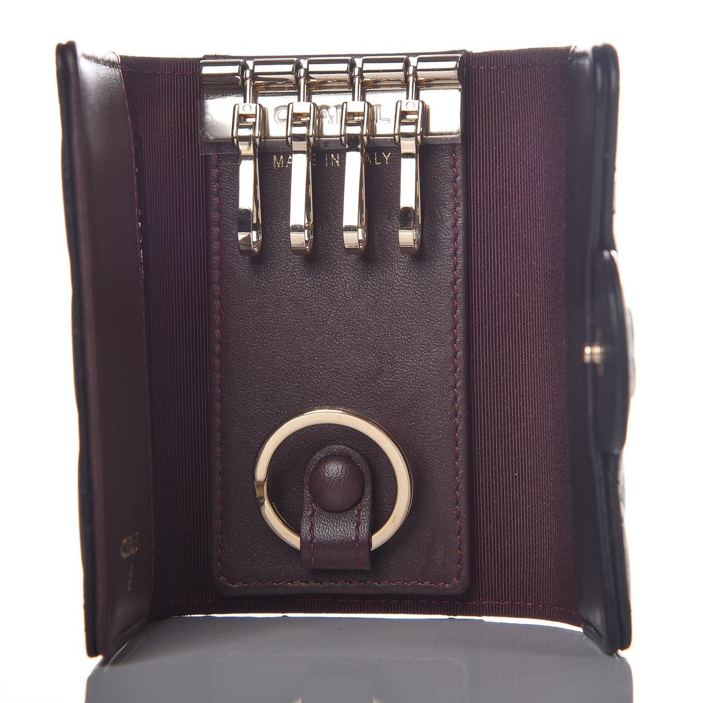 Lambskin Quilted 4 Key Holder Black