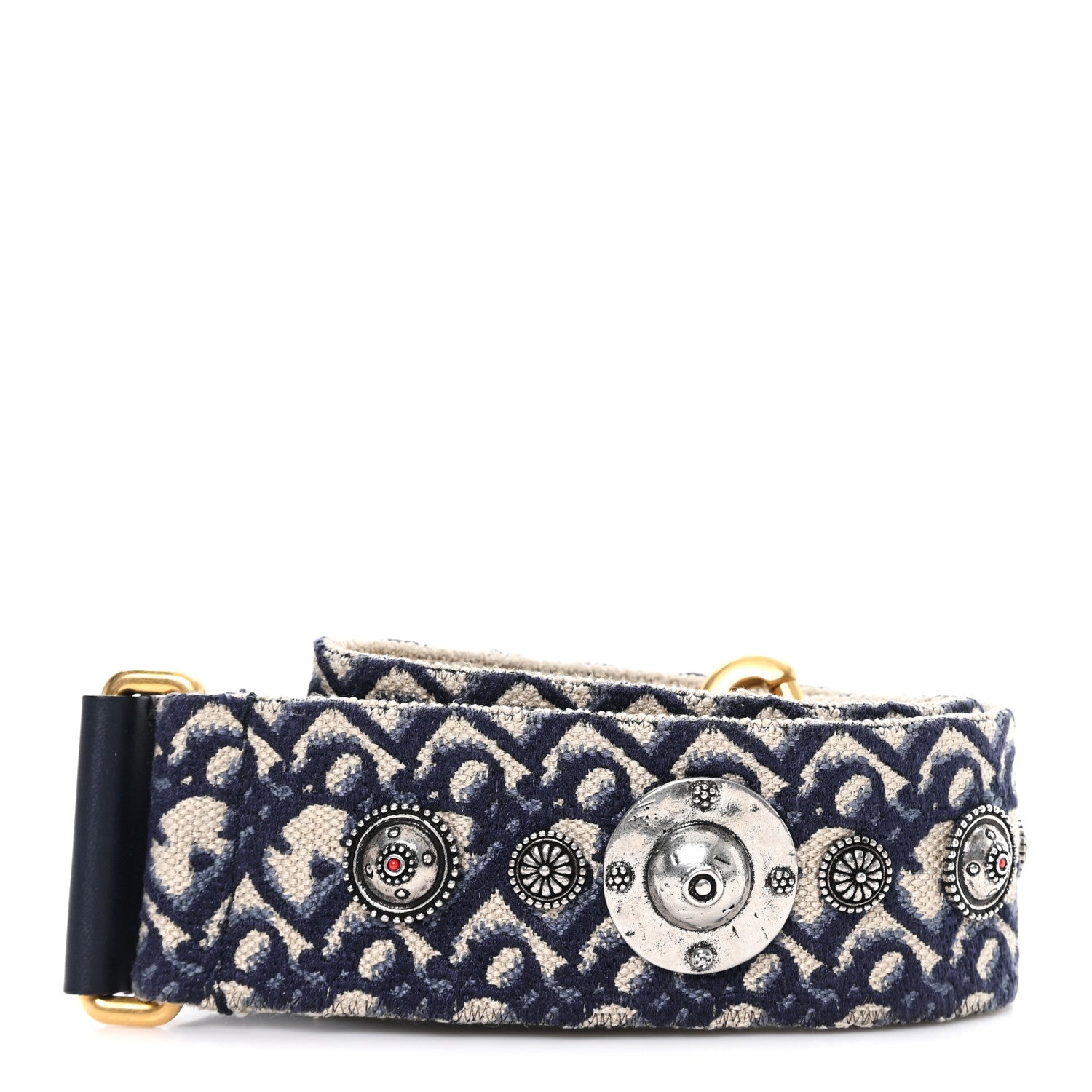 Christian Dior Oblique Studded Shoulder Strap Blue 2 of 3
