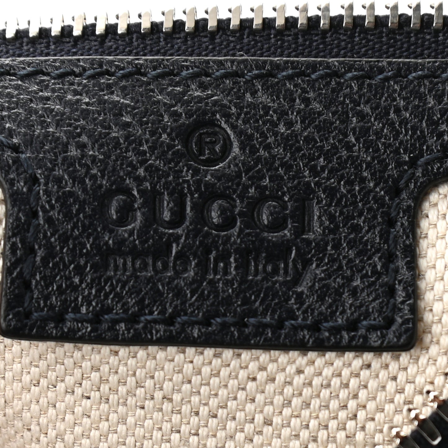 GG Supreme Monogram Textured Calfskin Web Large Attache Shoulder Bag Beige Blue