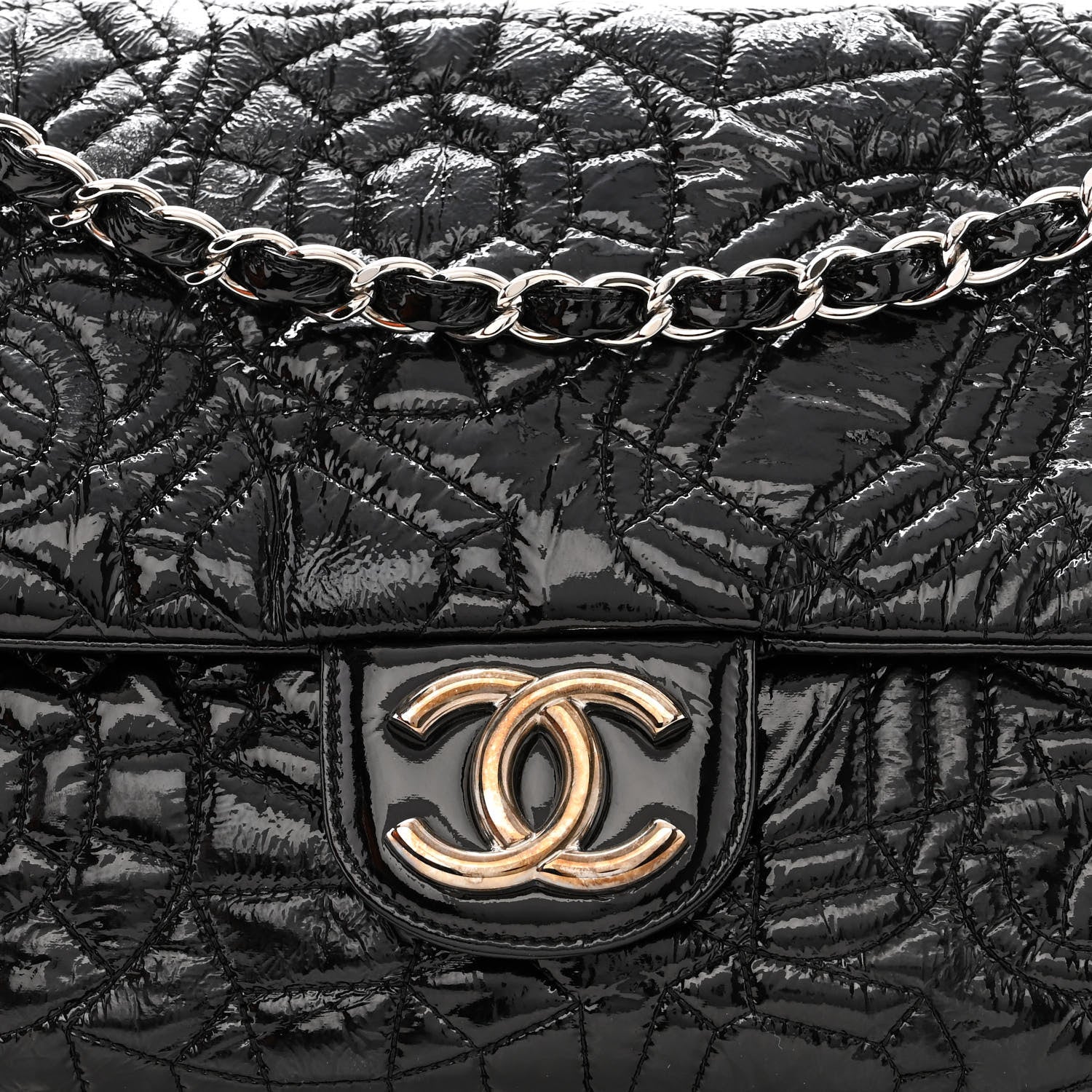 Chanel Vinyl Graphic Edge Flap Black 8 of 11