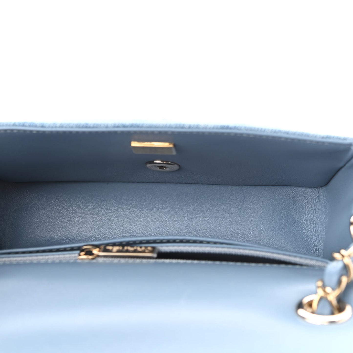 Denim Quilt Print Mini Rectangular Flap Light Blue