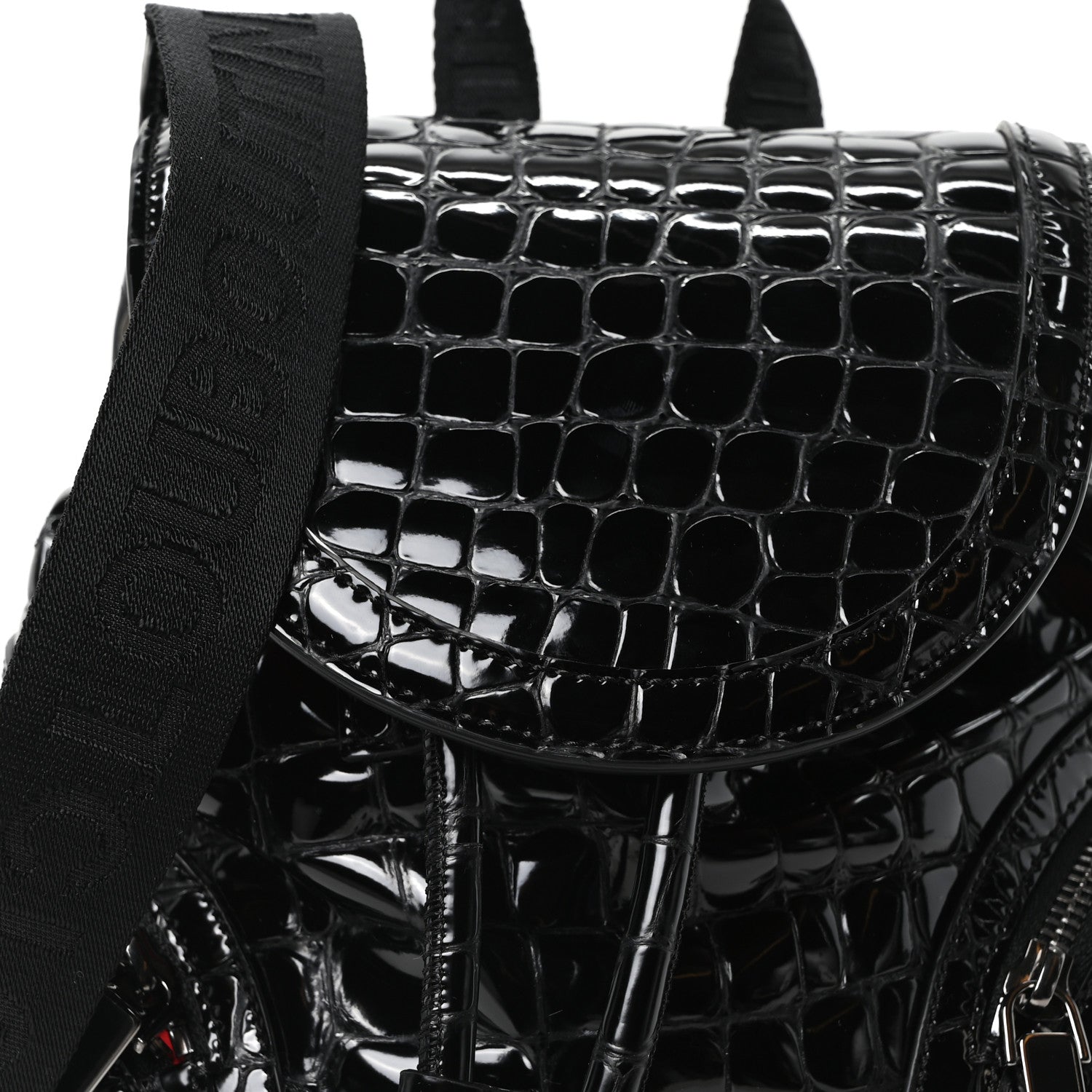 Christian Louboutin Calfskin Alligator Embossed Small Explorafunk Backpack Black 7 of 9