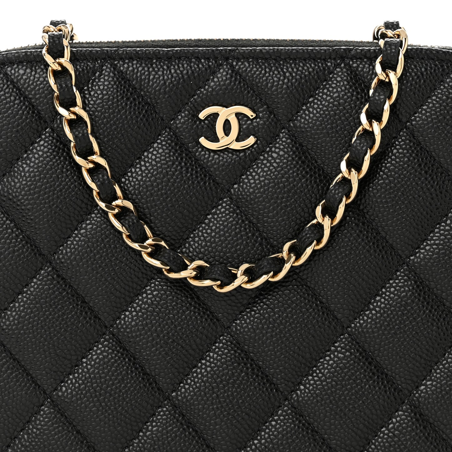 Caviar Quilted Classic Clutch With Chain Black