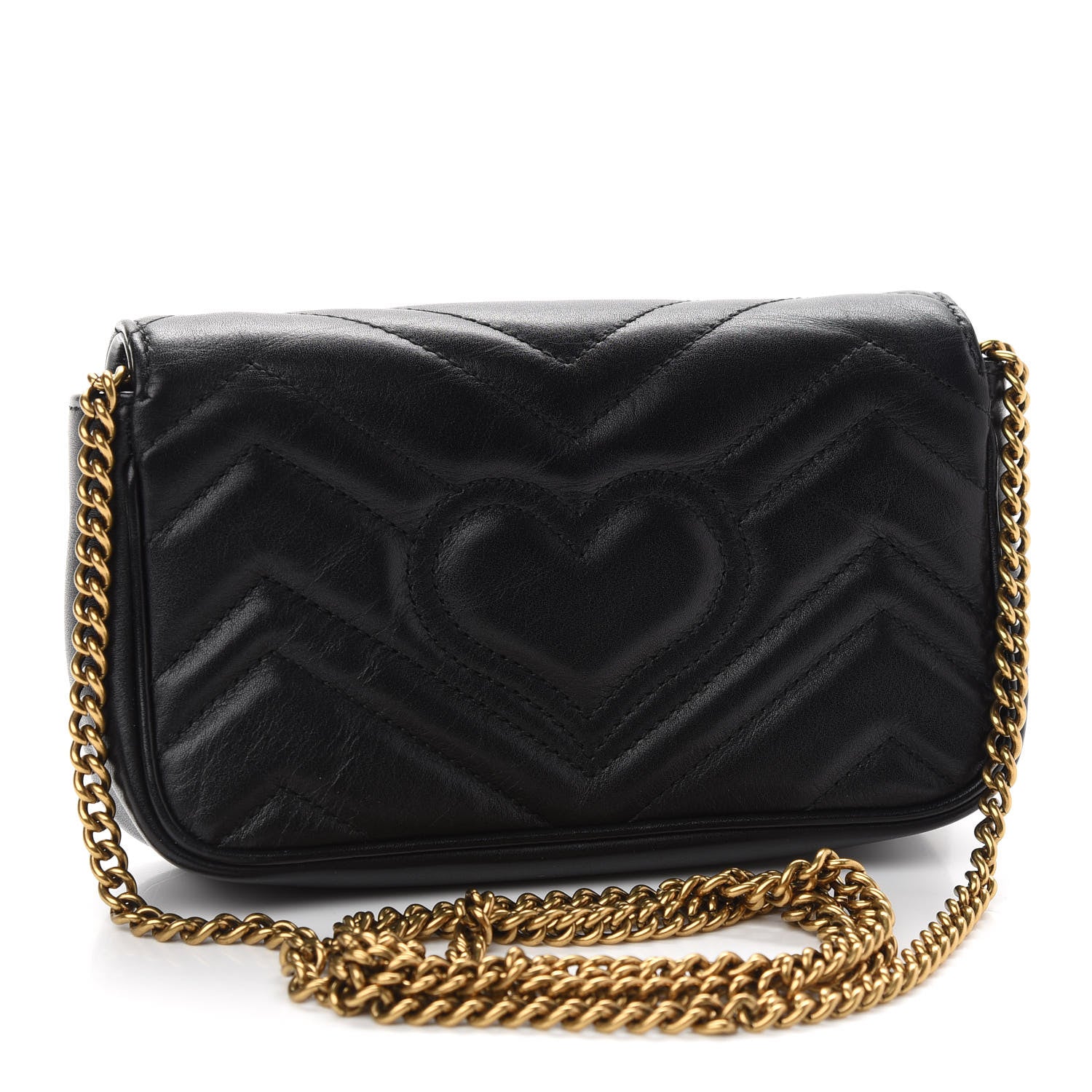 Gucci Calfskin Matelasse Super Mini GG Marmont Shoulder Bag Black 3 of 10
