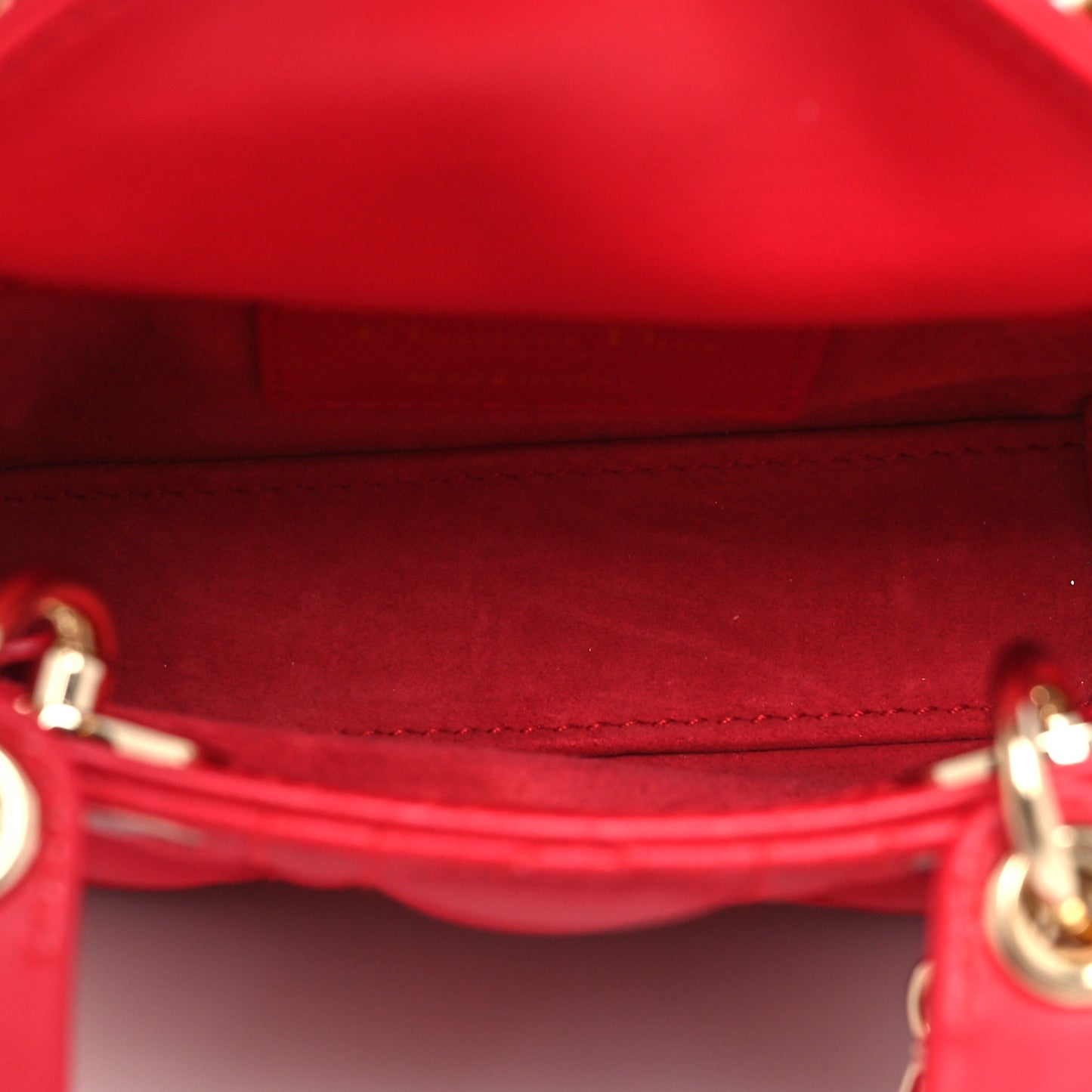 Lambskin Cannage Micro Lady Dior Red