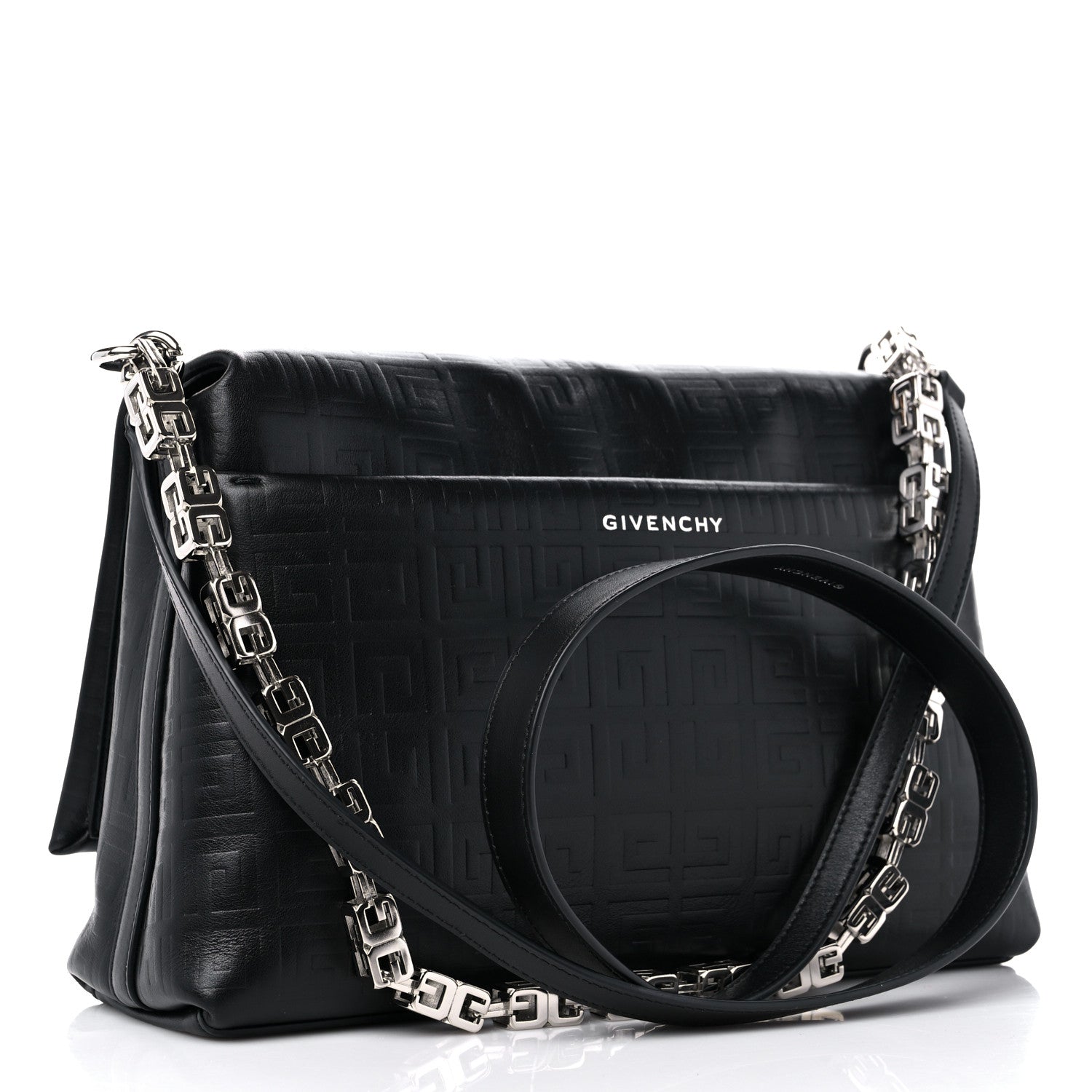 Givenchy Soft Calfskin 4G Embossed Medium Shoulder Bag Black 3 of 8