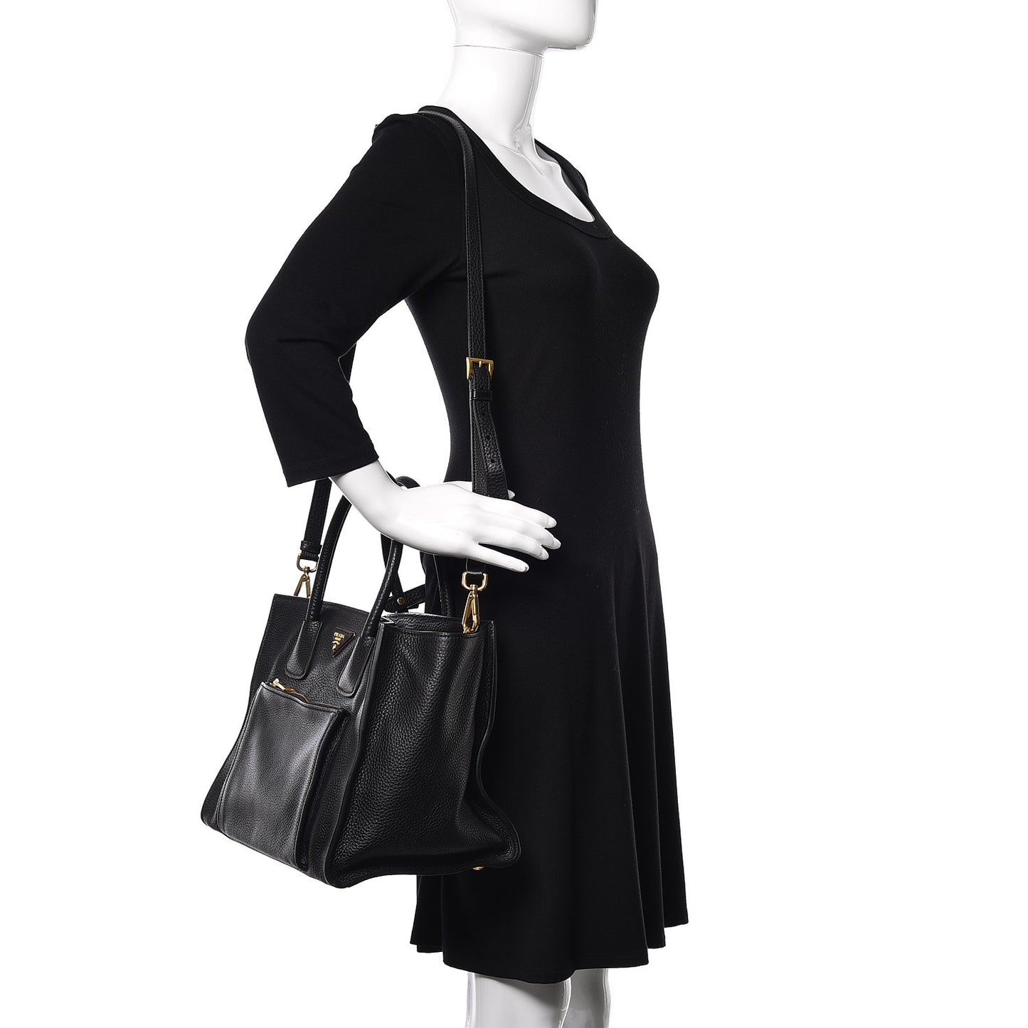 Vitello Phenix Shopping Tote Black