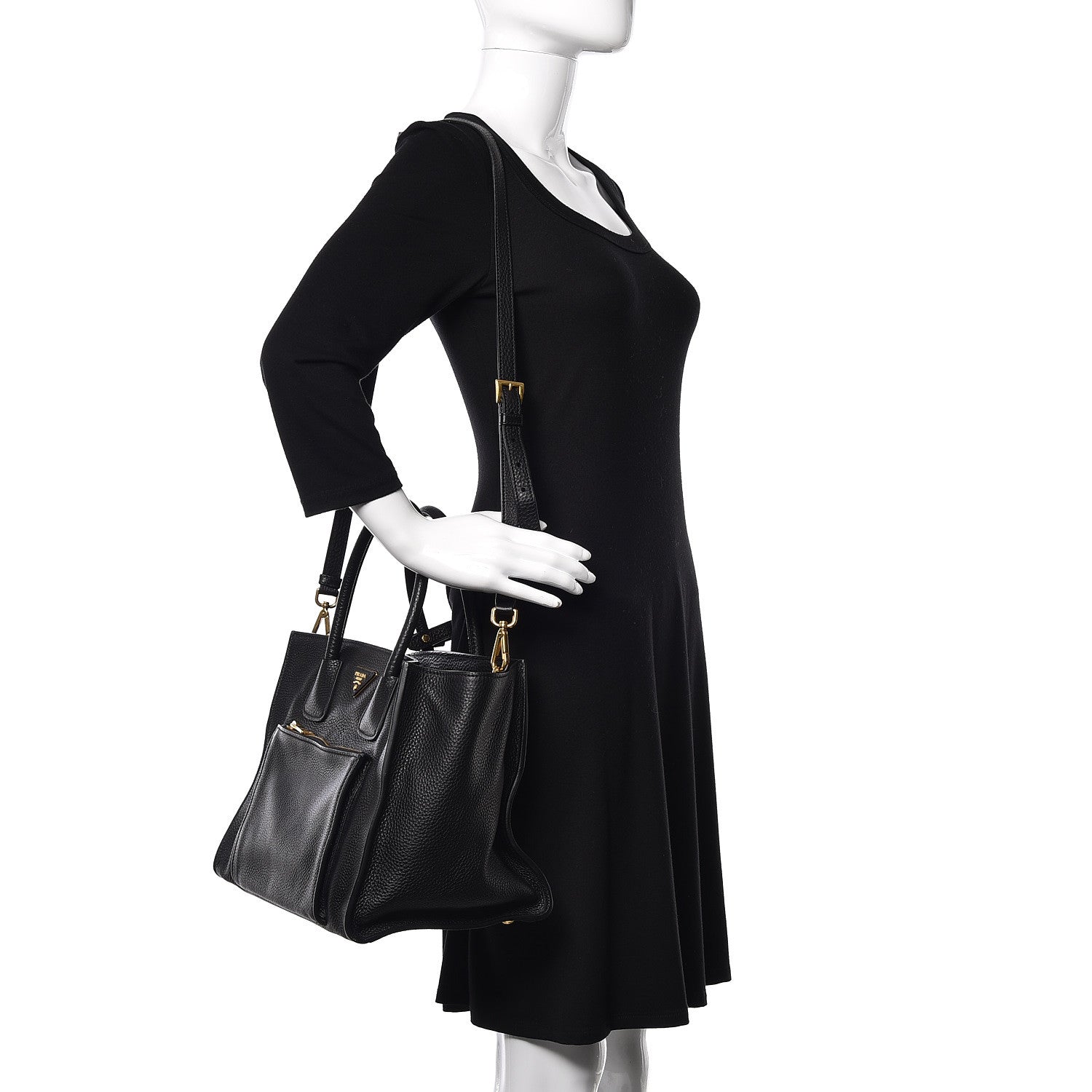 Prada Vitello Phenix Shopping Tote Black 2 of 10