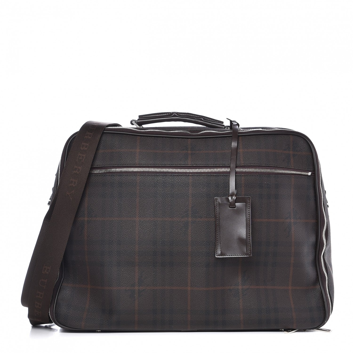 Burberry Smoked Haymarket Check Carry On Travel Bag Chocolate 1 of 10