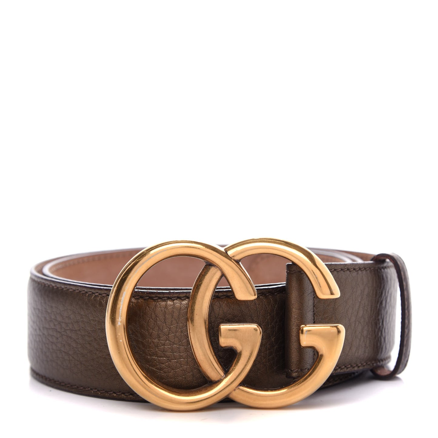 Metallic Calfskin Double G Belt 85 34 Brown