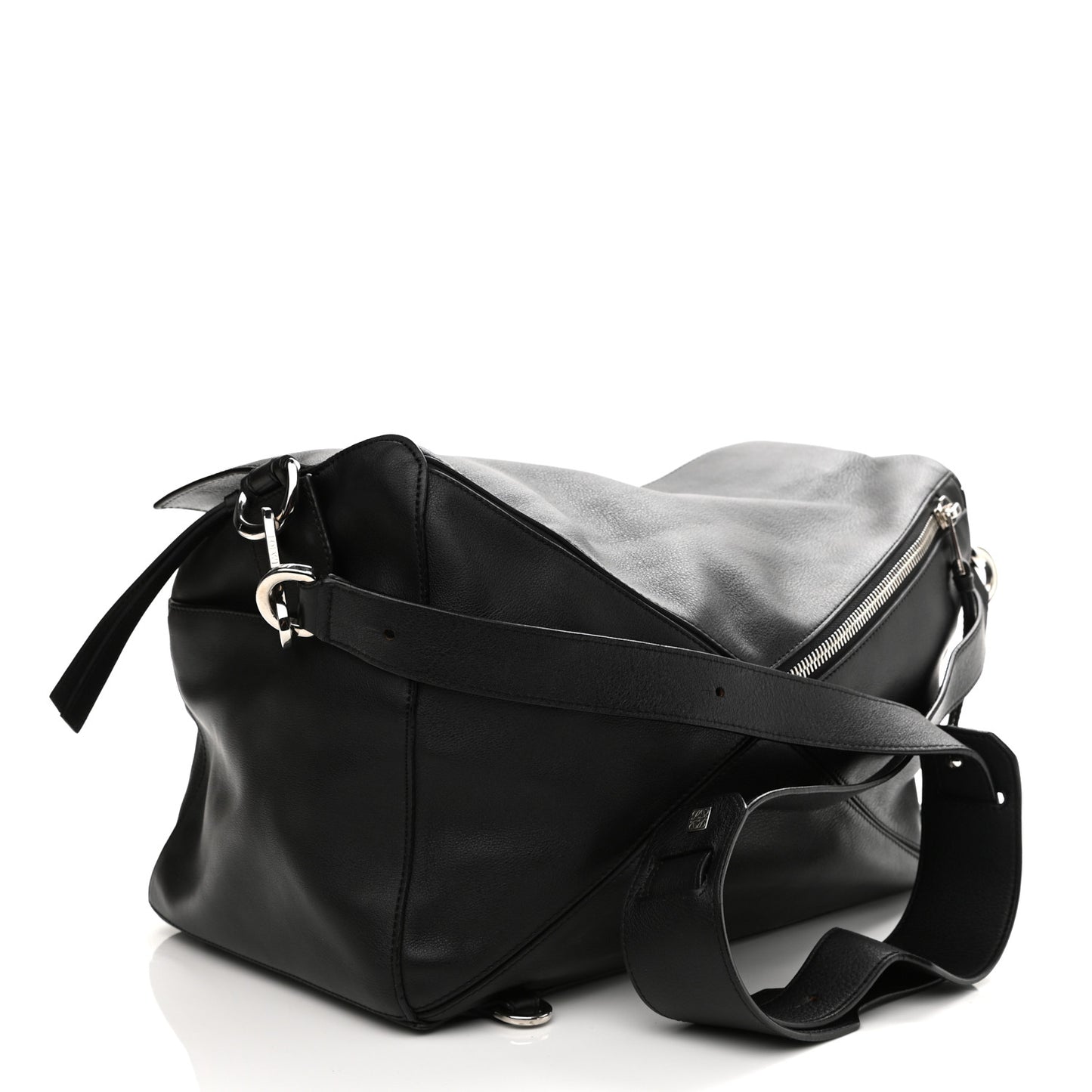 Calfskin XL Zipper Puzzle Bag Black