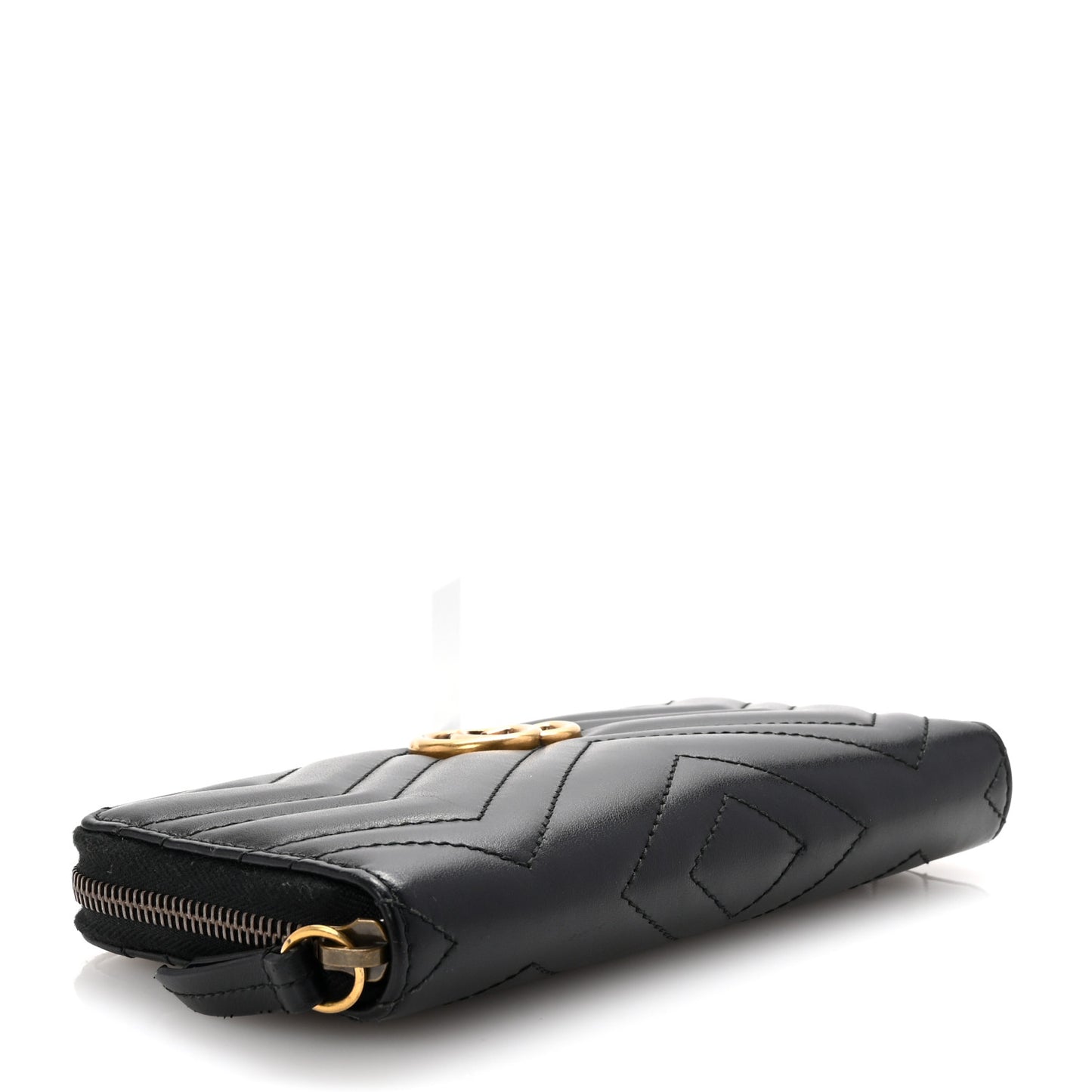 Calfskin Matelasse GG Marmont Zip Around Wallet Black