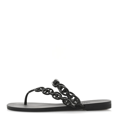 Hermes Rubber Chaine d'Ancre Island Sandals 36 Black 1 of 9
