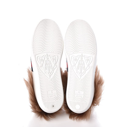 Gucci Calfskin Wool Web Bee Embroidered Womens Ace Sneakers 39 White 5 of 7
